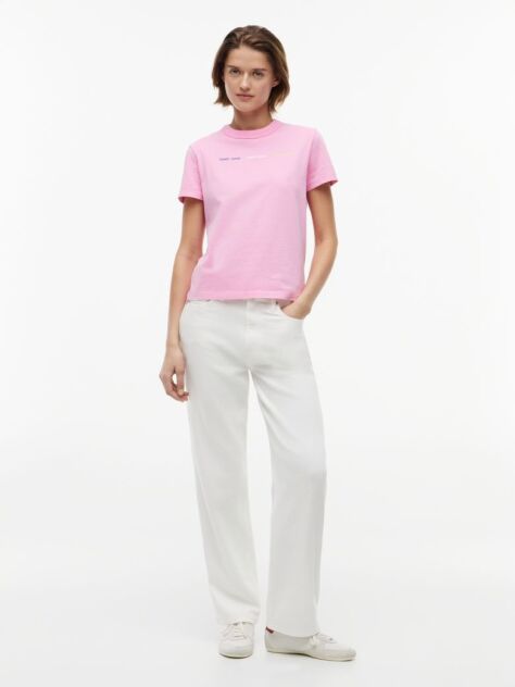 Pink Repeat Logo Washed Jersey T-Shirt  Women