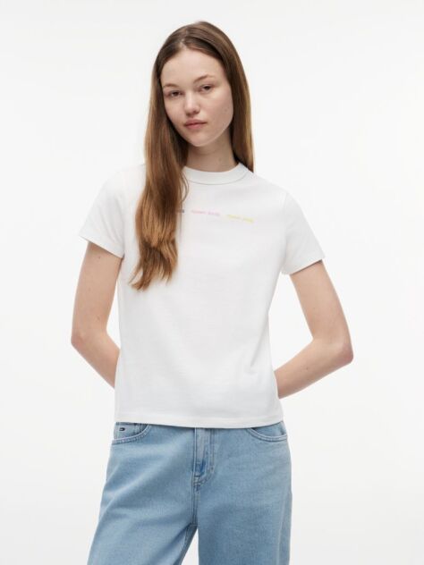 White Repeat Logo Washed Jersey T-Shirt  Women
