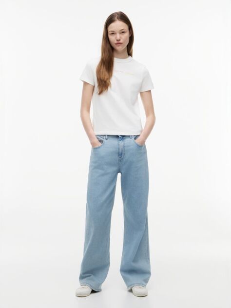 White Repeat Logo Washed Jersey T-Shirt  Women