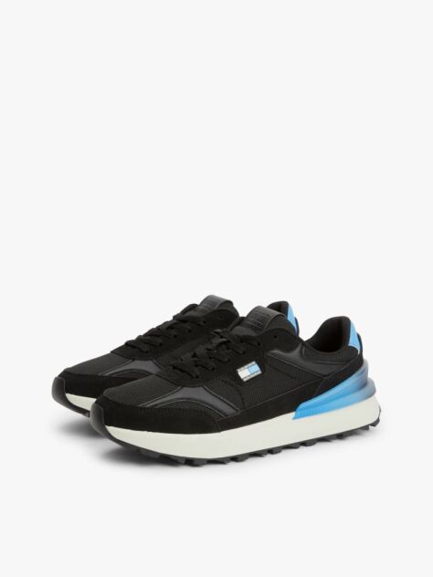 Black Tech Mixed Texture Cleat Trainers  Men