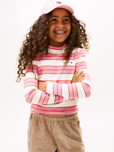 Multi Ribbed Extra Slim Mock Neck Top  Girls