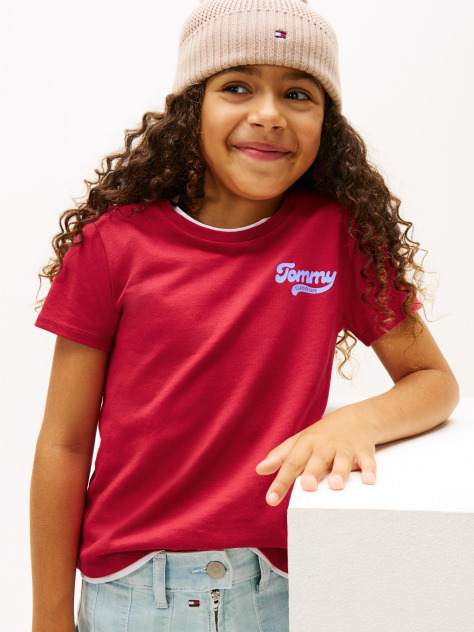 Red Varsity Flock Logo Slim T-Shirt  Girls
