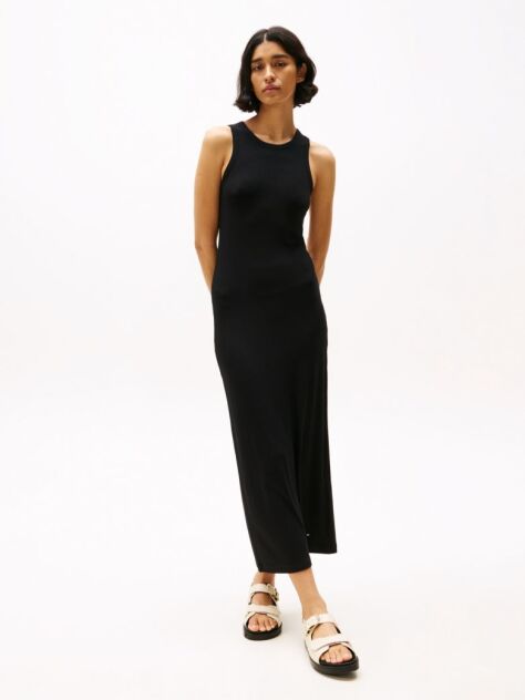 Black Ribbed Midi Bodycon Dress  Women