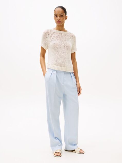 Blue Pigment Dyed Relaxed Straight Leg Trousers  Women