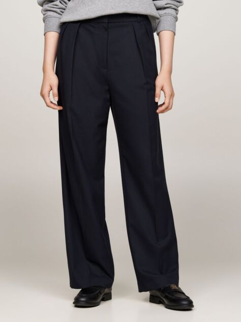 Blue Pigment Dyed Relaxed Straight Leg Trousers  Women