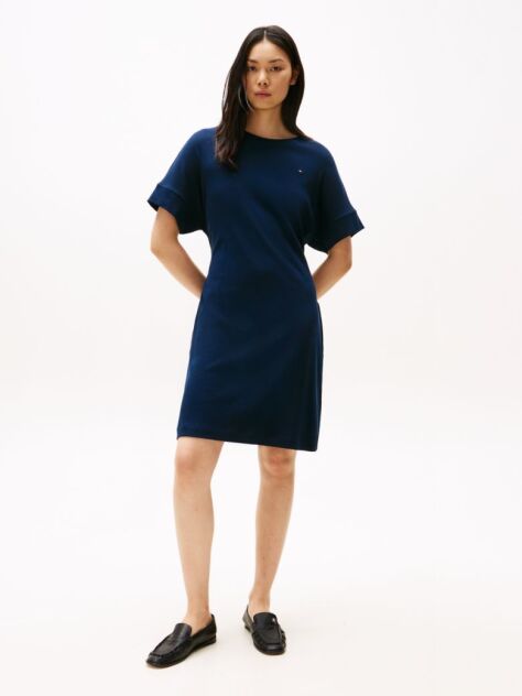 Blue Belted Short Sleeve Mini Dress  Women