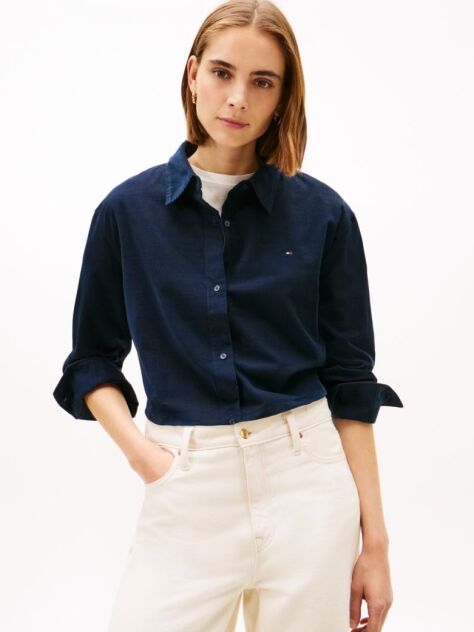 Blue Corduroy Relaxed Fit Shirt  Women