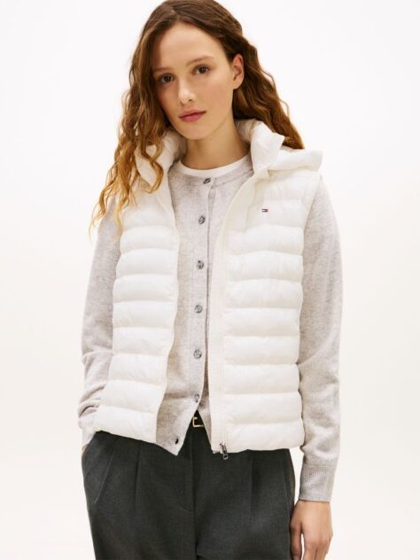Beige Water Repellent Padded Packable Slim Gilet  Women