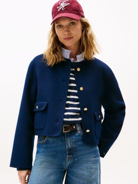 Blue Double-Faced Wool Blend Jacket  Women