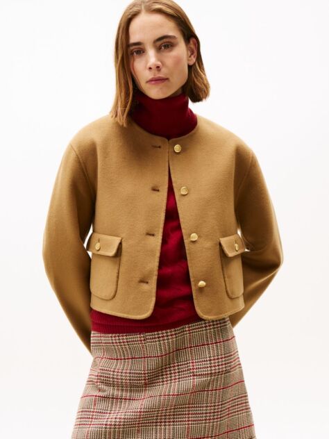 Khaki Double-Faced Wool Blend Jacket  Women