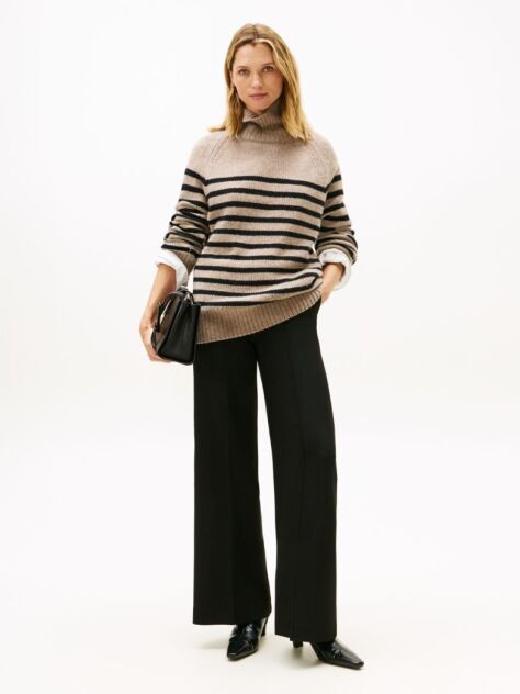 Black Relaxed Wide Leg Trousers  Women