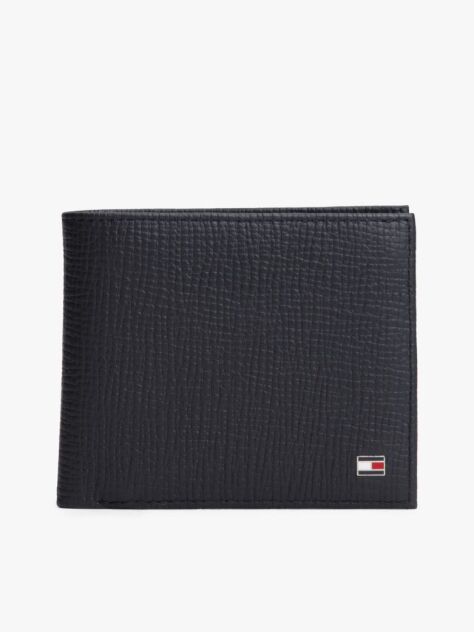 Blue Hilfiger Flag Leather Card And Coin Bifold Wallet  Men