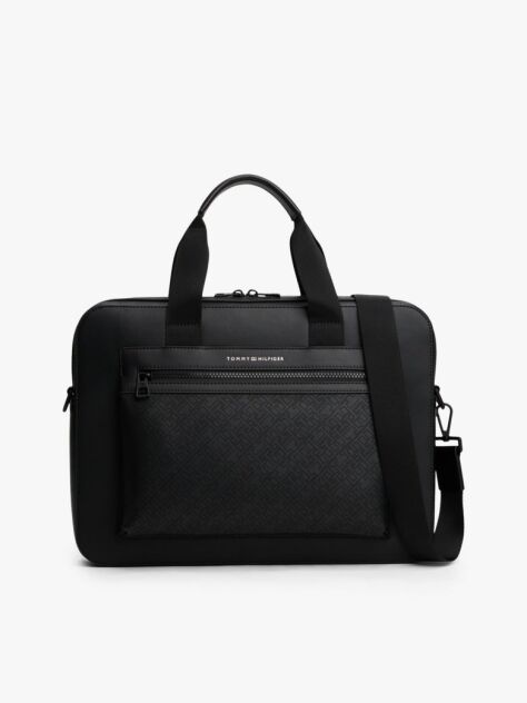 Black TH Monogram Laptop Bag  Men
