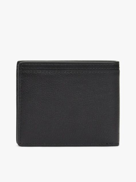 Black Corporate Logo Leather Credit Card Wallet  Men