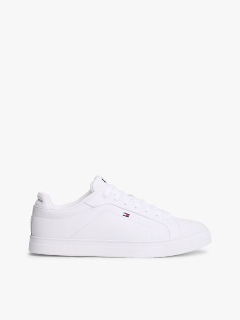 White Essential Leather Lace-Up Trainers  Men