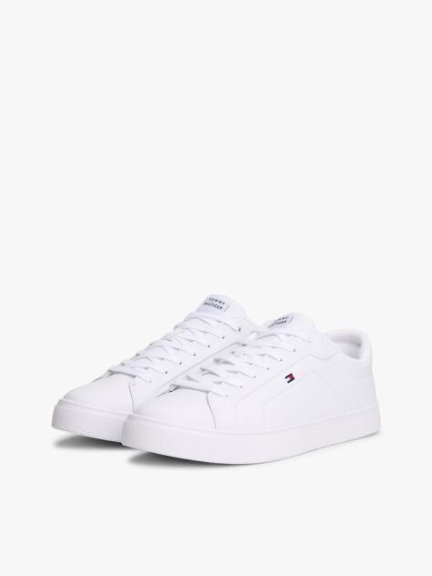 White Essential Leather Lace-Up Trainers  Men