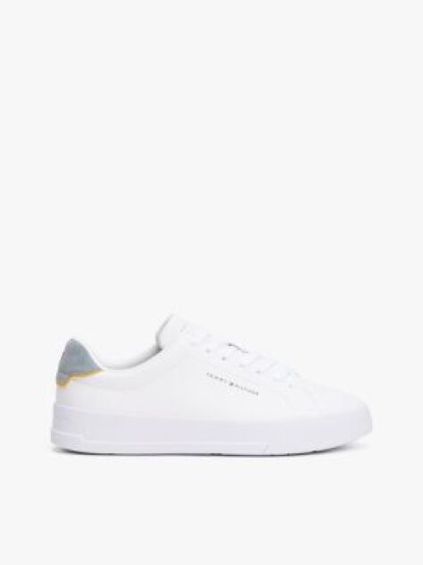 Grey Pebble Grain Court Trainers  Men