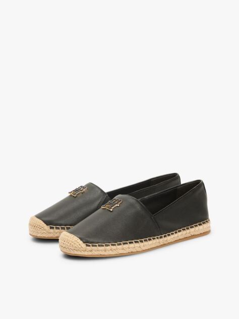Black TH Monogram Leather Espadrilles  Women