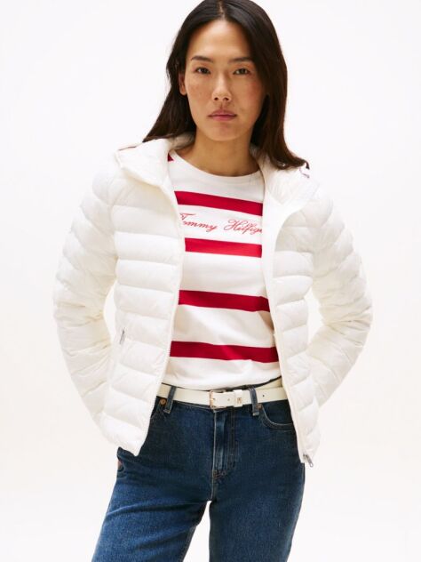 Beige Down Reg Hooded Jacket  Women