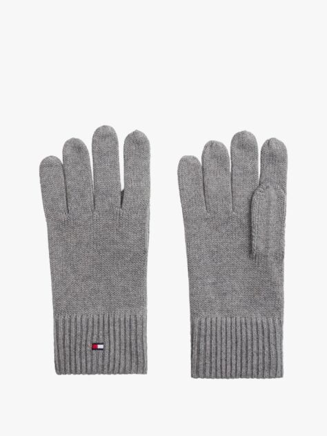 Grey Hilfiger Flag Embroidery Gloves with Cashmere  Men