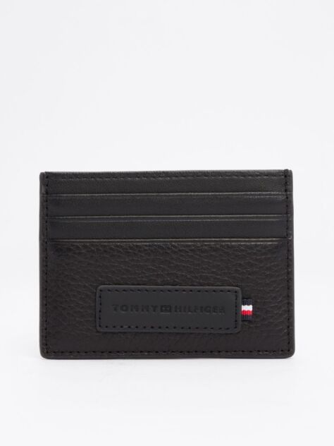 Black Premium Leather Logo Card Holder  Men