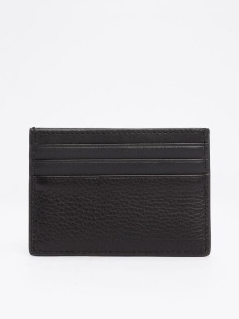Black Premium Leather Logo Card Holder  Men
