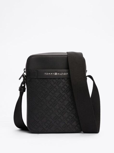 Black TH Monogram Textured Reporter Bag  Men
