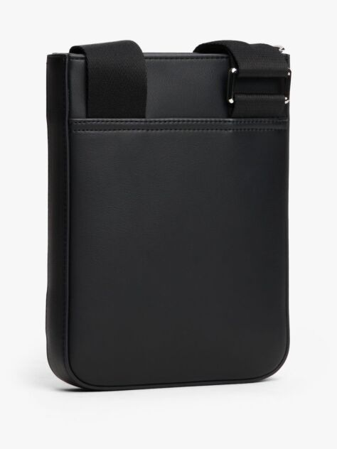 Black Metal Logo Woven Crossbody Bag  Men