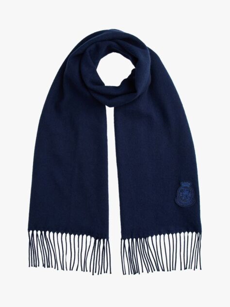 Blue TH Crest Fringed Scarf With Cashmere  Men
