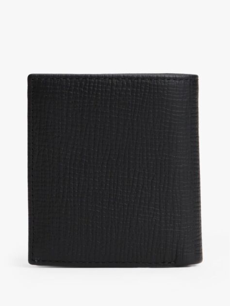 Black Hilfiger Flag Leather Trifold Wallet  Men