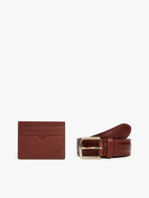Brown TH Crest Leather Belt And Card Holder Gift Box  Men