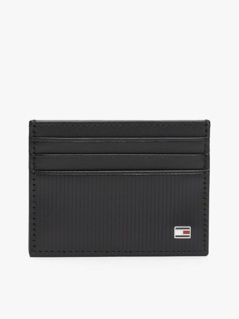 Black Hilfiger Flag Leather Credit Card Holder  Men