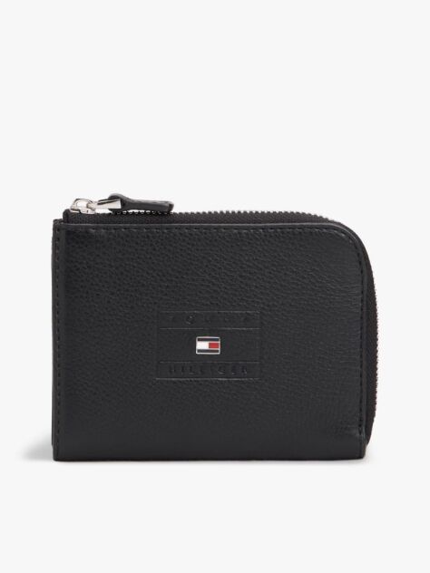 Black Casual Leather Zip-Around Wallet  Men