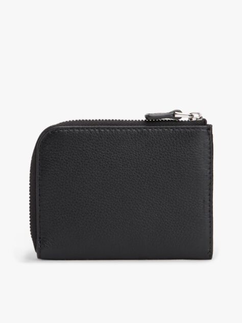 Black Casual Leather Zip-Around Wallet  Men