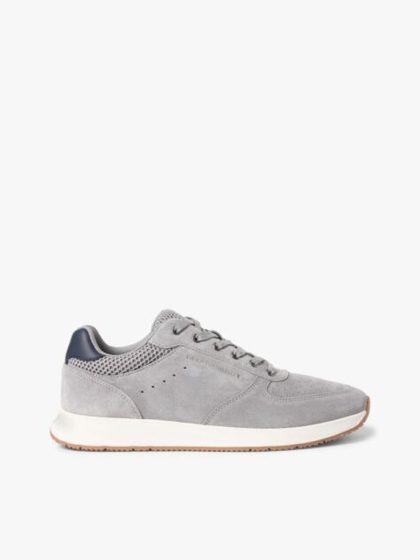 Grey Suede Mixed Texture Fine Cleat Trainers  Men