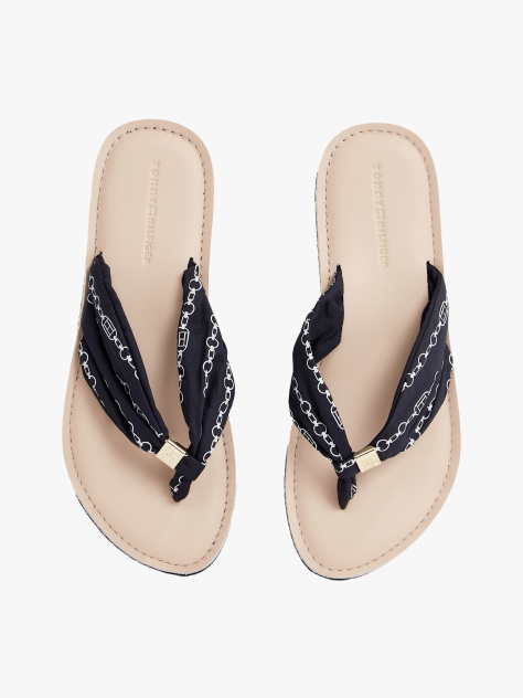 Blue Elevated Monogram Plaque Flip-Flops  Women