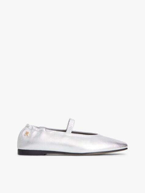Silver Metallic Leather Ballerinas  Women