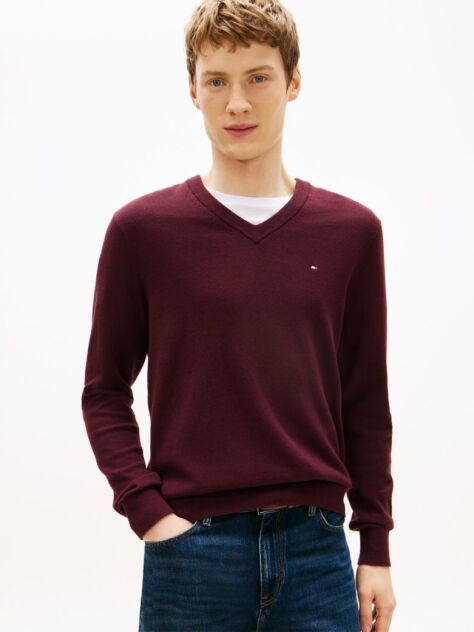 Red V-Neck Regular Fit Jumper  Men