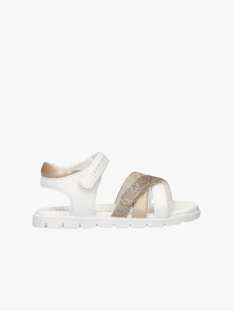 White Glitter Strap Metallic Sandals  Girls