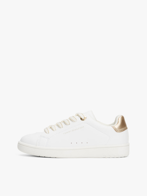 White Low Cut Lace Up Sneakers  Girls
