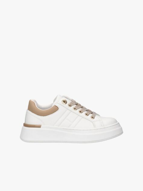 White Low Cut Lace Up Sneakers  Girls