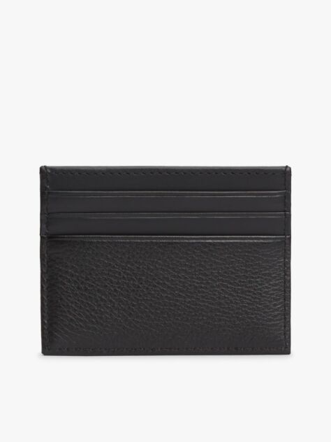 Black Logo Leather Credit Card Holder  Men