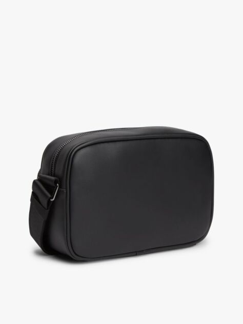 Black Woven Panel Crossbody Camera Bag  Men