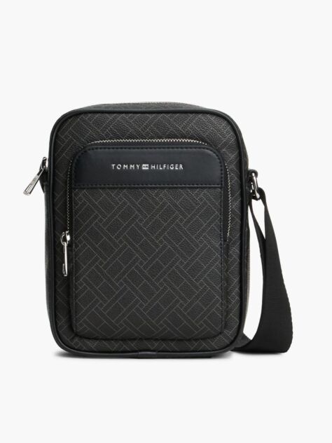 Black Hilfiger Flag Mixed Texture Dome Backpack  Men