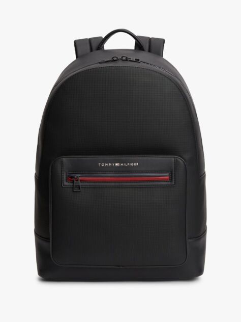 Black Metal Logo Textured Dome Backpack  Men