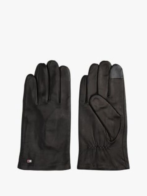 Black Essential Enamel Flag Leather Gloves  Men