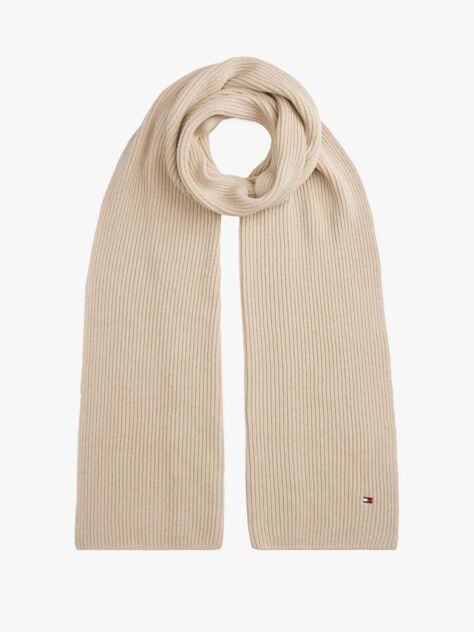Beige Hilfiger Flag Embroidery Scarf with Cashmere  Men