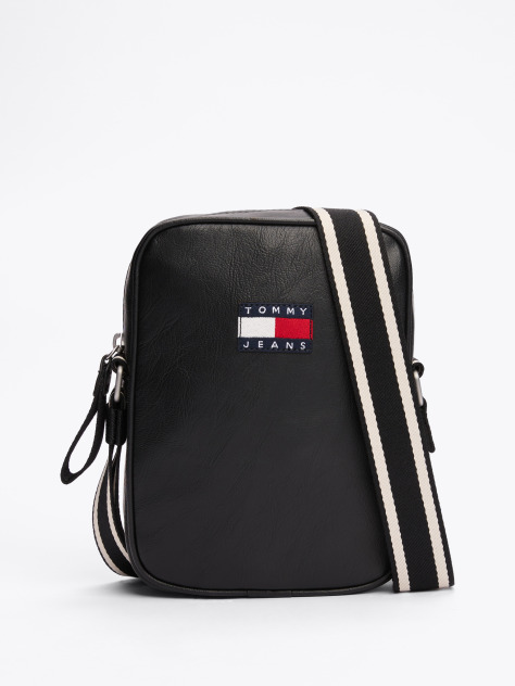 Black City Contrast Strap Reporter Bag  Men