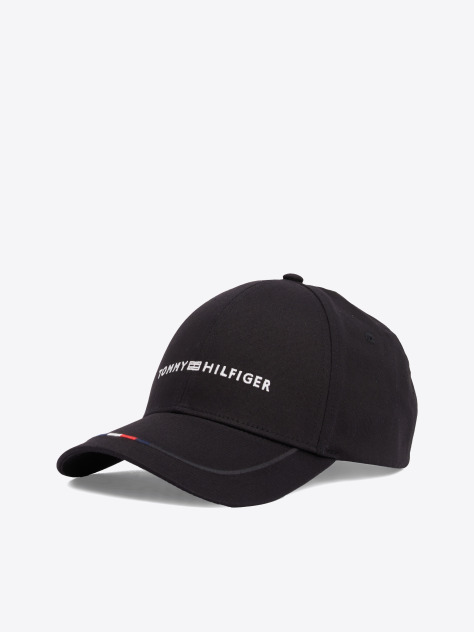 Black Six-Panel Logo Embroidery Baseball Cap  Men