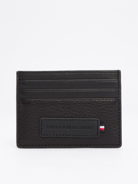 Black Premium Leather Logo Card Holder  Men
